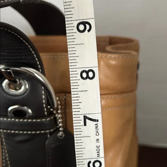 Stylish Tan and dark brown Leather satchel purse Set - Picture 8 of 13